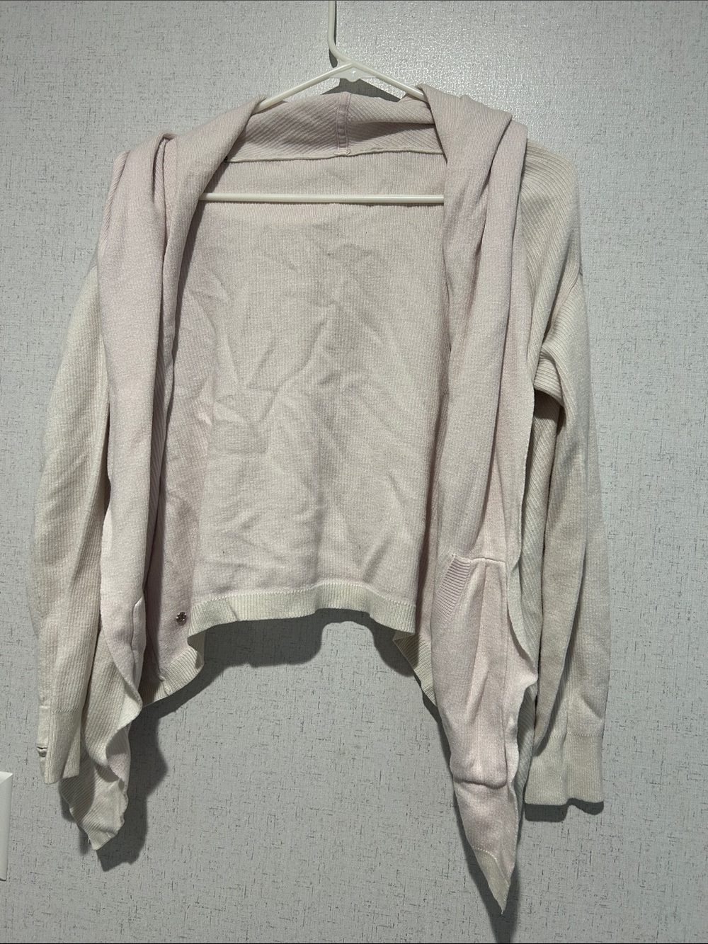 Lululemon Reversible Pink and Cream Women's Open-Front Hooded Cardigan Sweater
